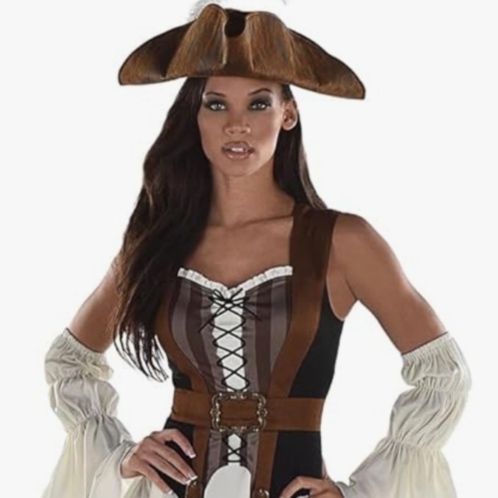 Shipwrecked Pirate Costume Alluring Multicolor Treasure Huntress Costume New!